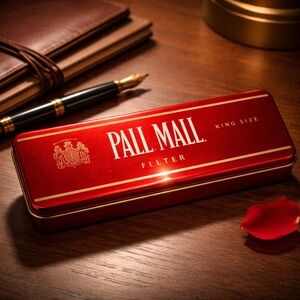 Retro Pall Mall Filter King Size Tin Box 2 1/2 Inches Tall by 11 1/2 Inches Wide